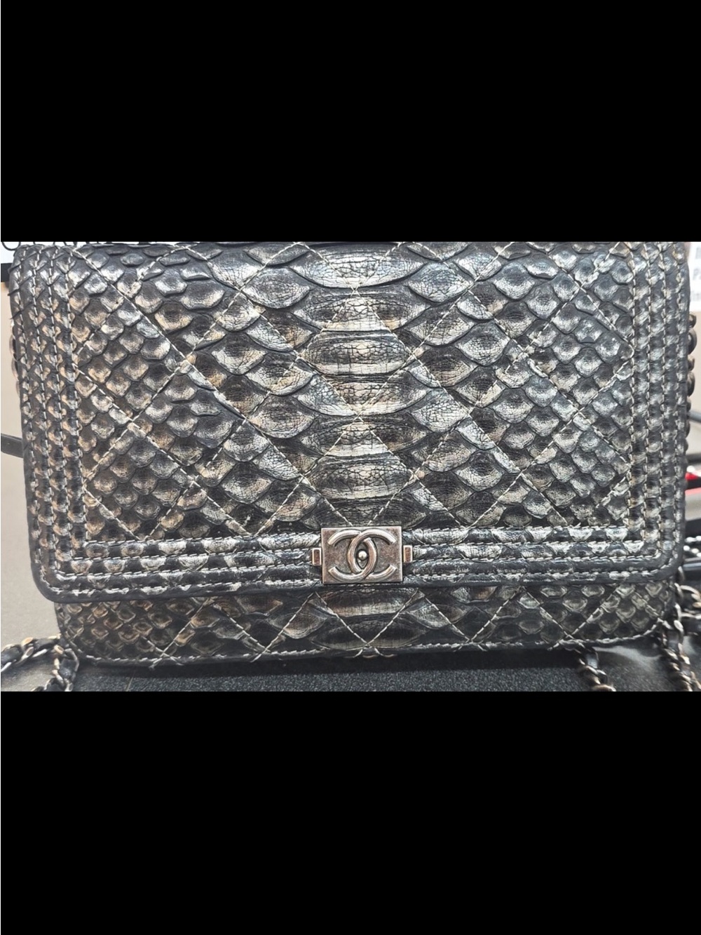 Chanel Black Python Leather Mini WOC Shoulder Bag